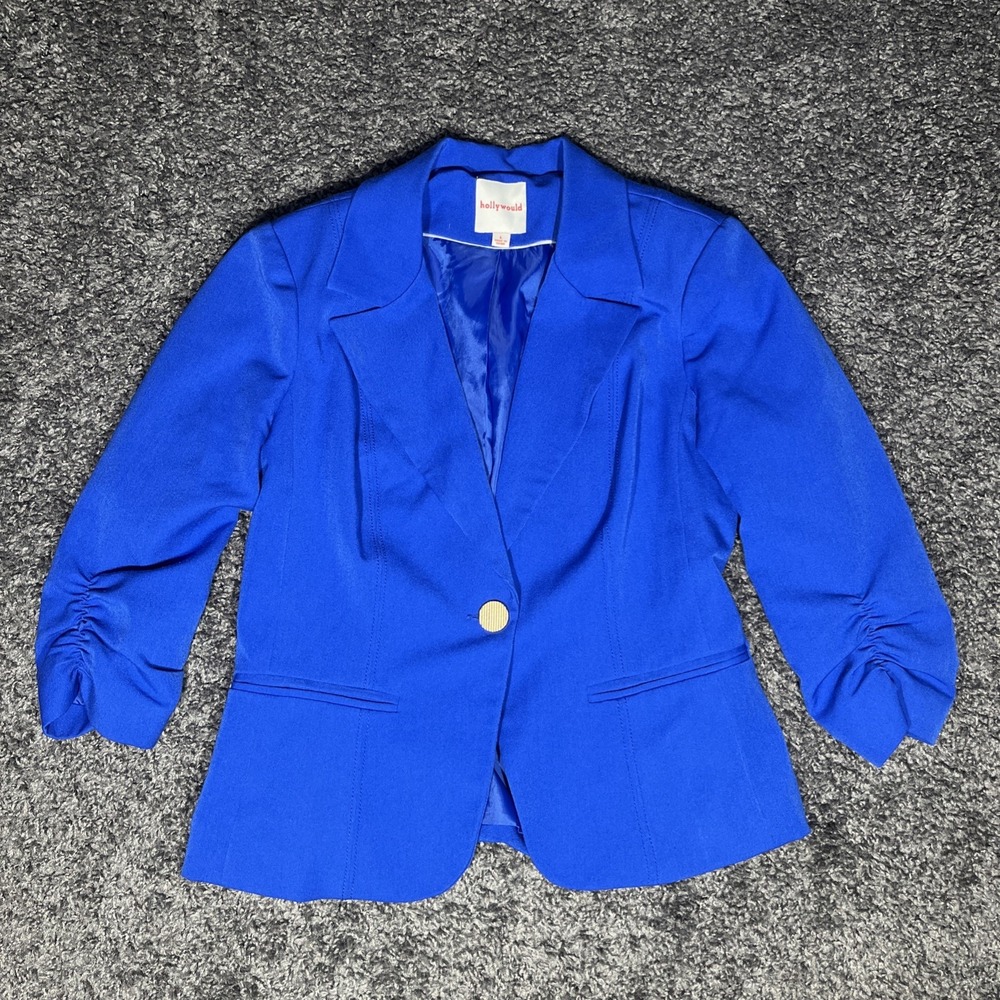 Ruched Blazer with Gold Accents, Color Royal Blue, Sizeโ L